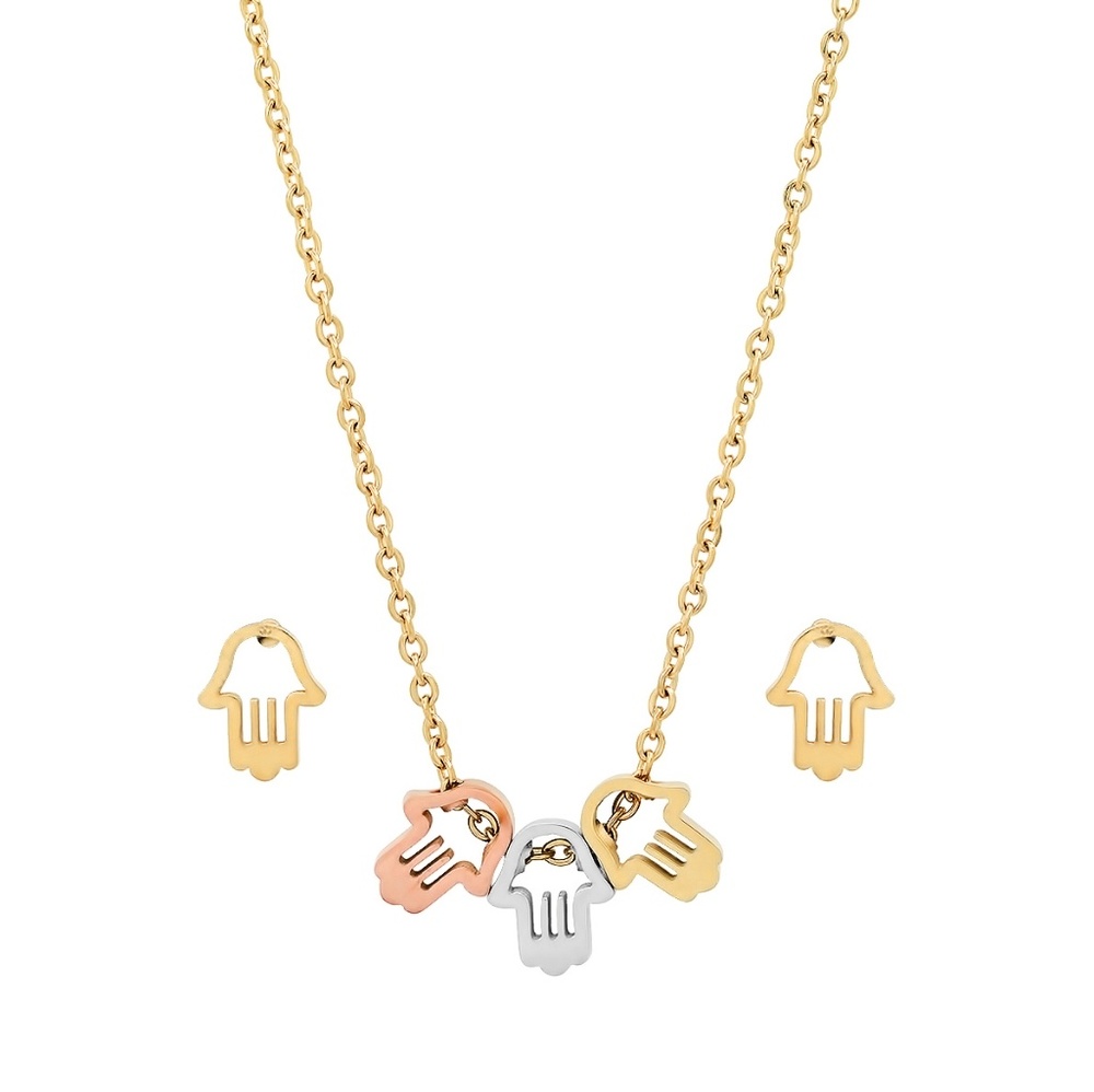 Hamsa Tri Color Stainless steel set